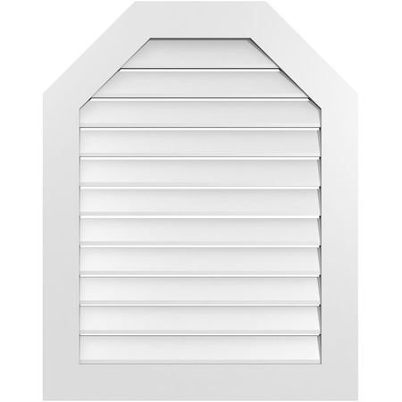Ekena Millwork Octagonal Top Surface Mount PVC Gable Vent: Functional, w/ 3-1/2"W x 1"P Standard Frame, 30"W x 38"H GVPOT30X3801SF